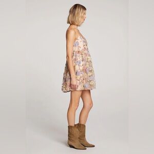 Saltwater Luxe Calder Mini Dress Floral Embroidered Babydoll Tiered Dress
